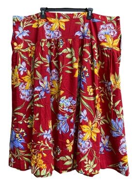 A New Day NWT Red Floral Midi Skirt Drop Waist Womens Plus Size 3X Cotton Poplin